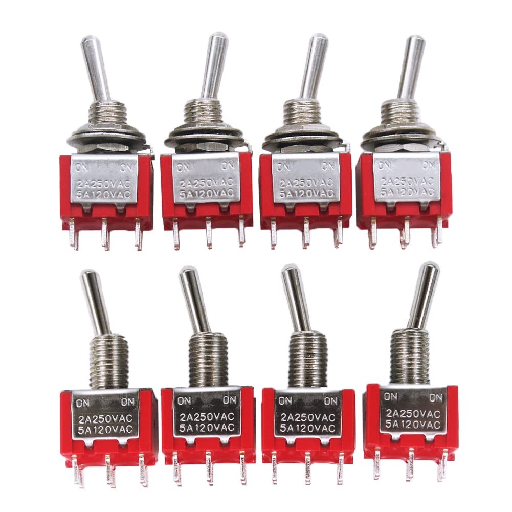 mxuteuk 8pcs 6 Pin 2 Position DPDT Mini Miniature Toggle Switch 6Pin ON/ON