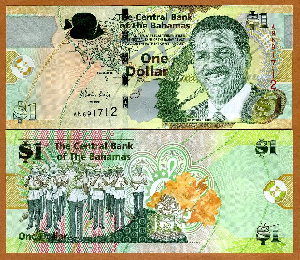 Bahamas, 1 dollar, 2015, P-71A UNC Modified