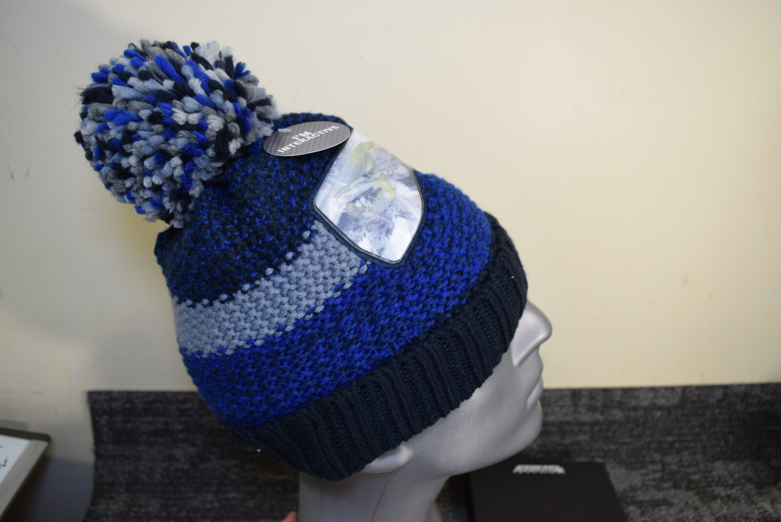 Childrens Place BOYS GIRLS L XL 8+ Chunky Knit Winter Pom Beanie Hat Gray NEW