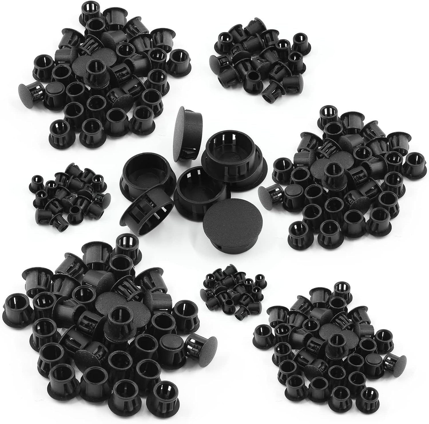 350Pcs 8 Sizes Plastic Hole Plugs Assortment, Flush Type Snap in Locking Tube Ho