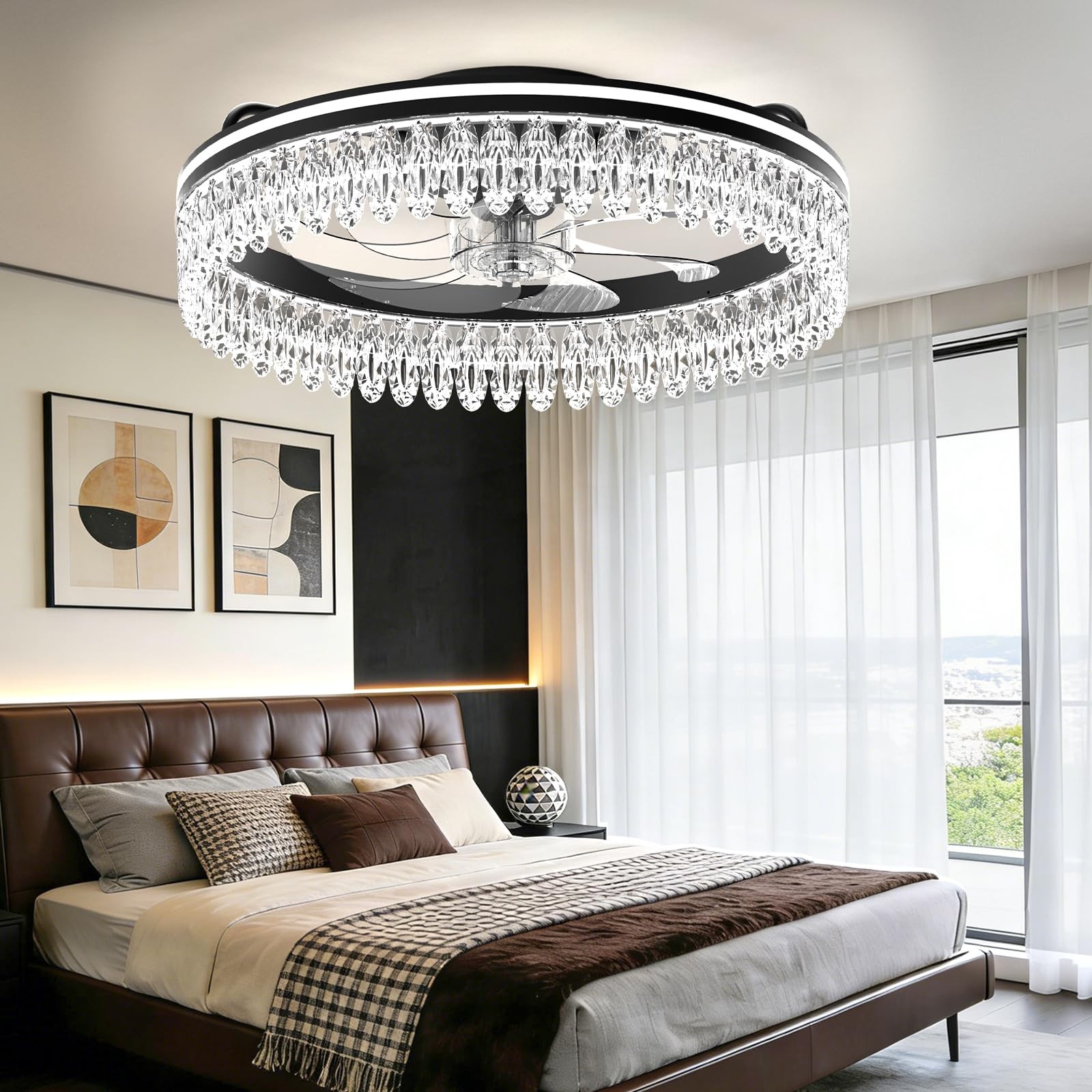 AIKVSXER Black 20in Ceiling Fan w/ Light