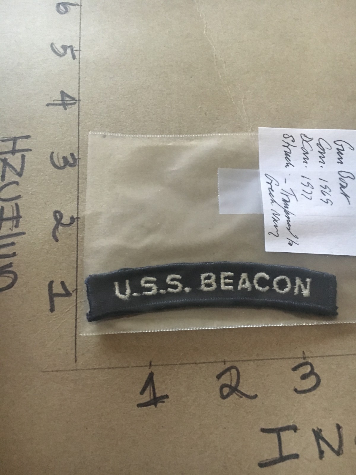 US NAVY SHOULDER STRIP TAB *** rocker *** Patch USS Beacon