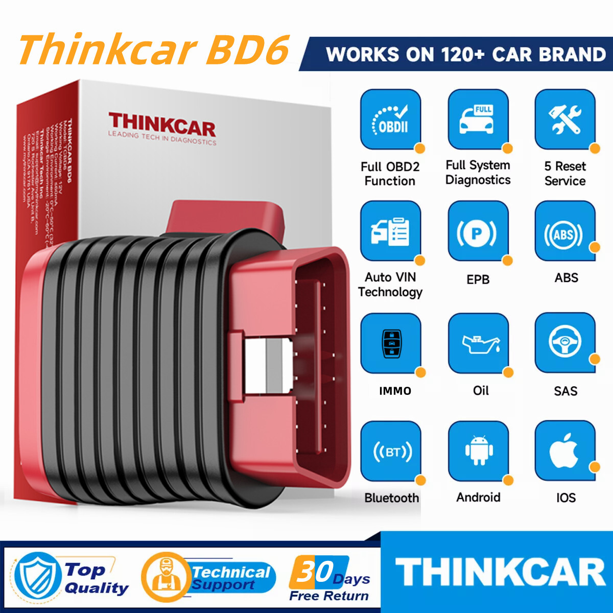 2026 THINKCAR BD6 OBD2 Scanner Bluetooth Full System Diagnostic Tool Code Reader