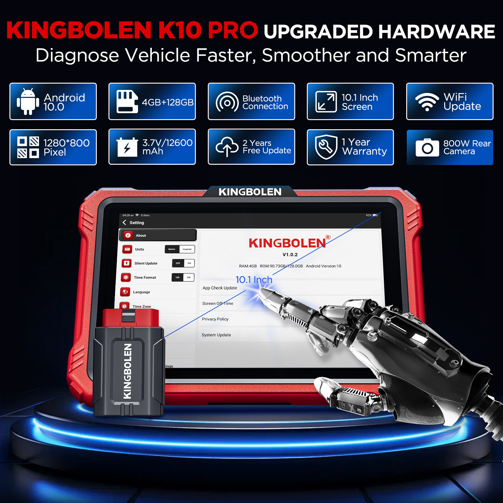 2026 KINGBOLEN K10 PRO OBD2 Bidirectional Scanner Full System Diagnostic Coding