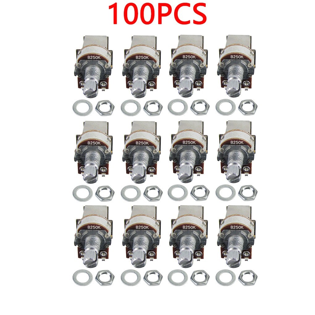 100pcs Guitar B250K Push Pull Potentiometer Pots Linear Taper Short Split Shaft