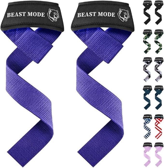 TECEUM Wrist Lifting Straps with Neoprene Padding Support Purple Beast Mode NEW