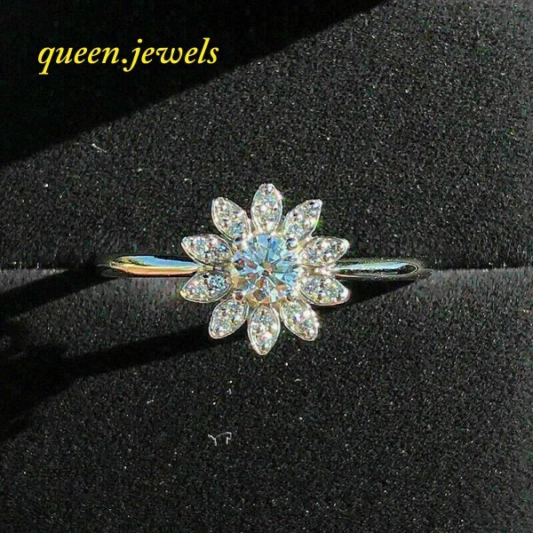 Flower Engagement Ring 1.97CT Round Cut Lab Created Diamond 14K White Gold Over