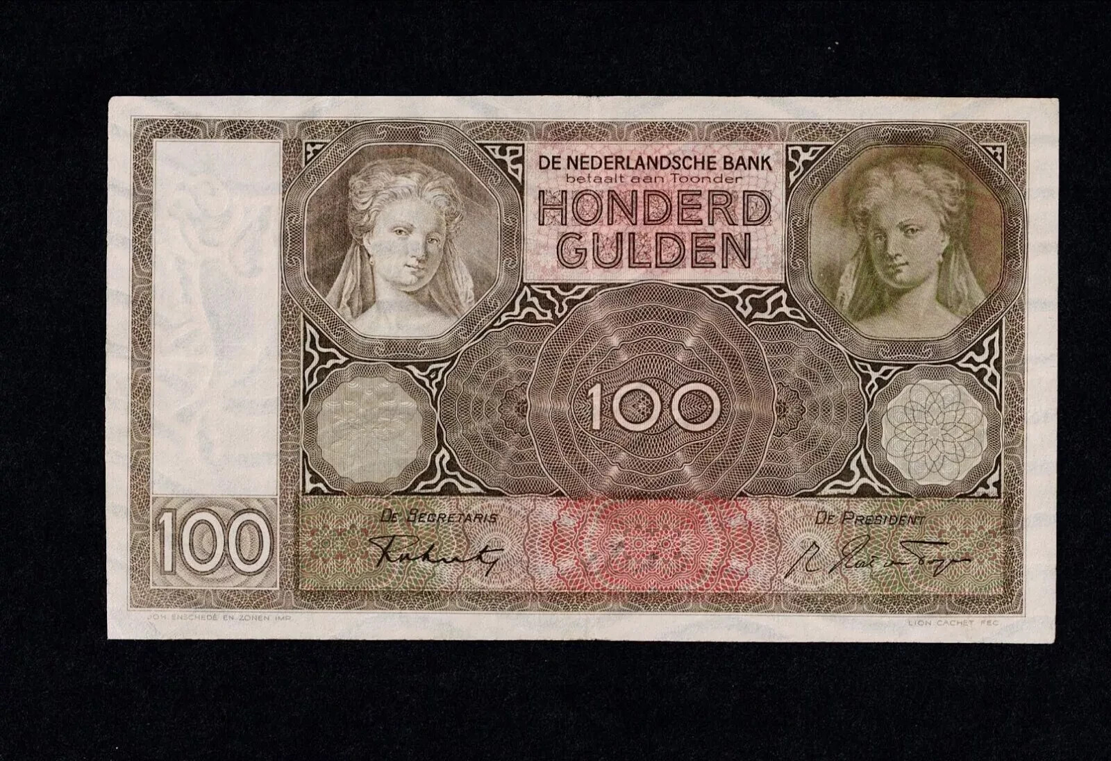 NETHERLANDS 100 GULDEN 30-05-1941 P#51b.9 XF++ attraktive