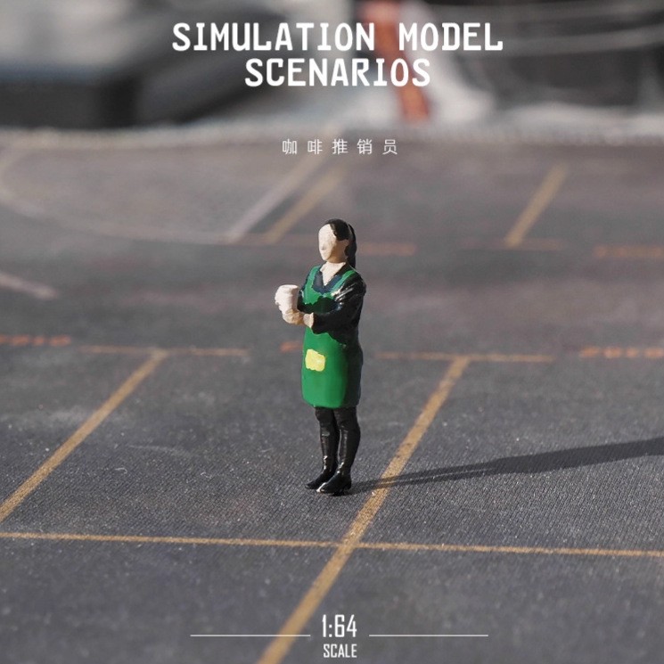 1:64 Coffee Salesperson Waiter Model Color Salesperson Resin Doll
