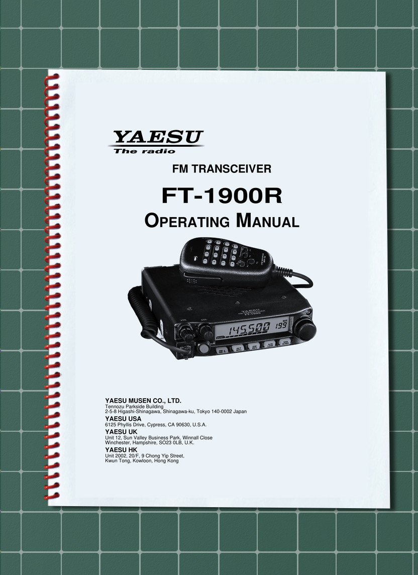 Yaesu FT-1900R — Operating Manual Guide Documentation — 90 Pages — USA Made
