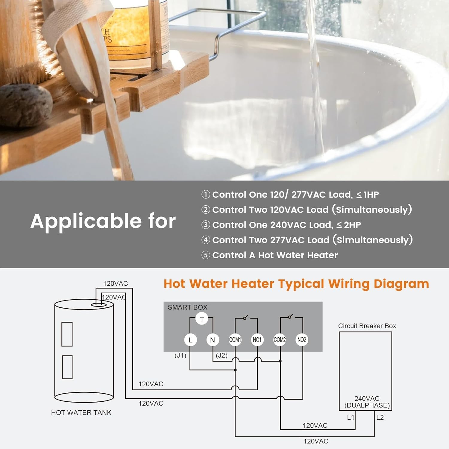 Outdoor Pool Timer Switch: 40A, WiFi Control, Listed