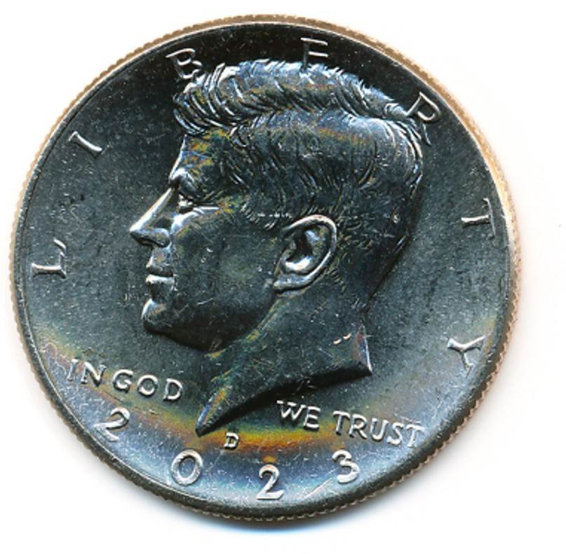 US Coin  2023 D    Kennedy half Dollar  BU  clear fields no toning....C-30005