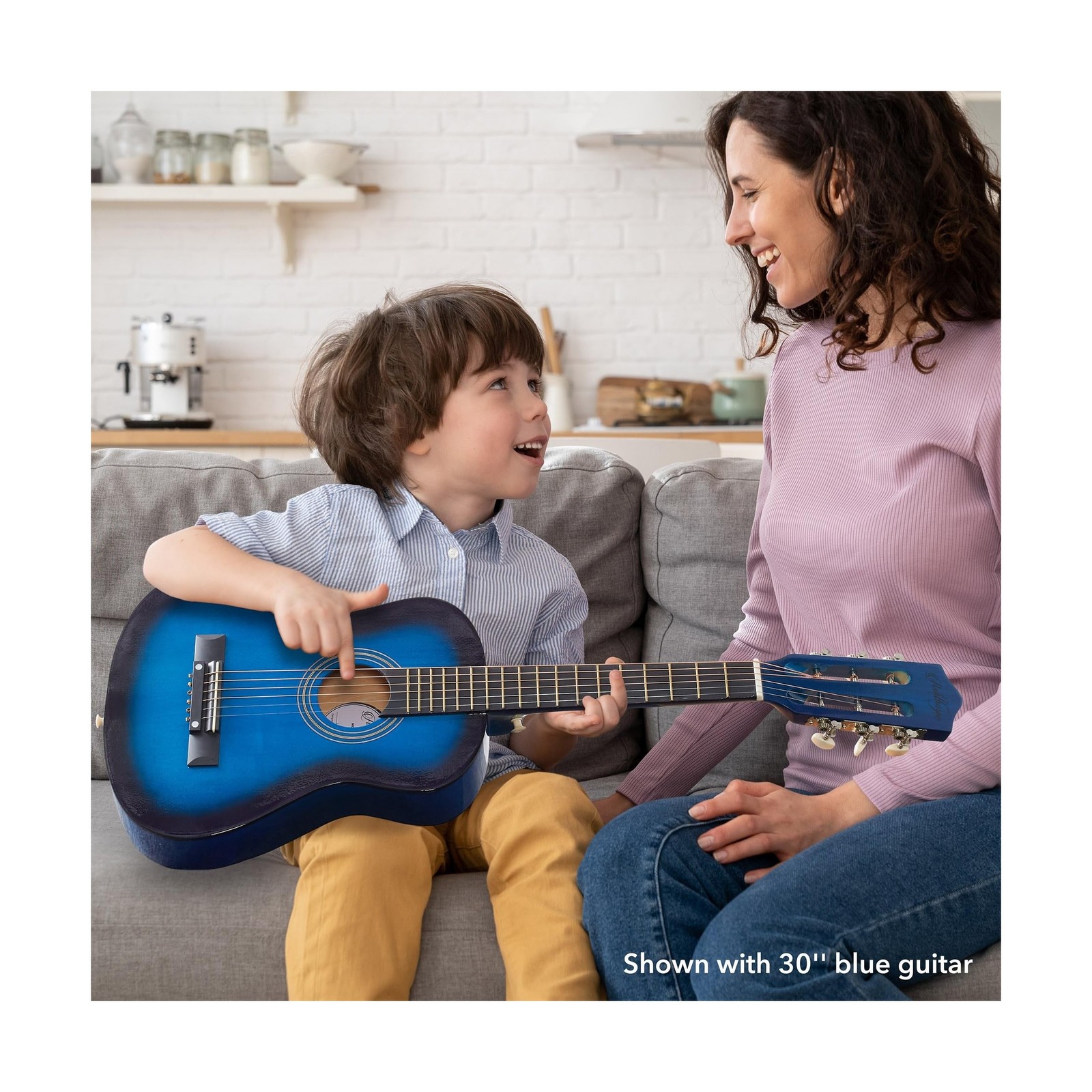 Ashthorpe 30-inch Beginner Acoustic Guitar Package (Blue), Basic Starter Kit ...