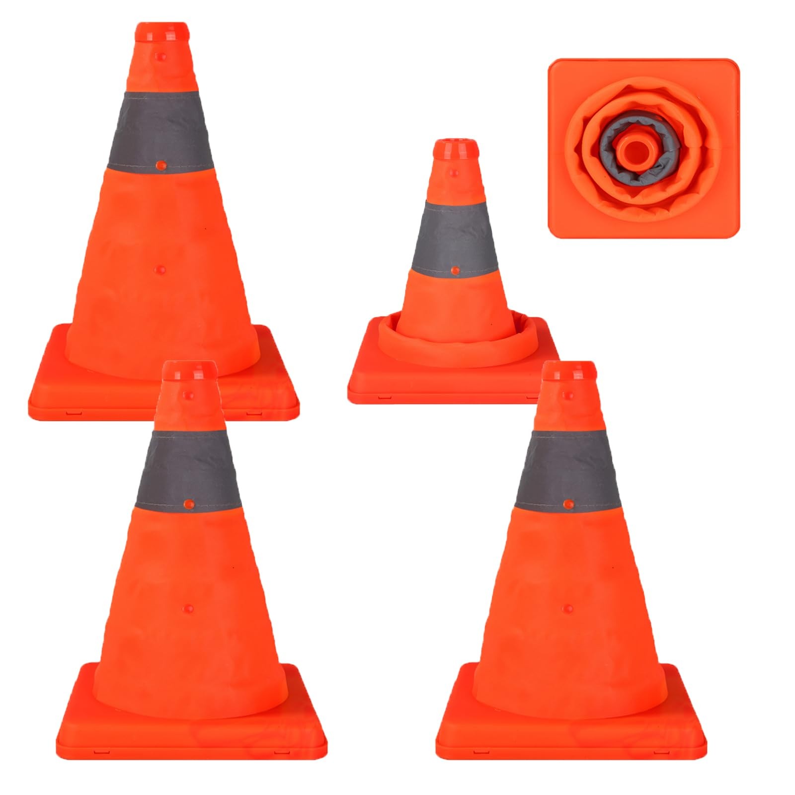 4 Pcs 12 Inch Collapsible Traffic Cones, Multi-Purpose Pop up Road Cones with...