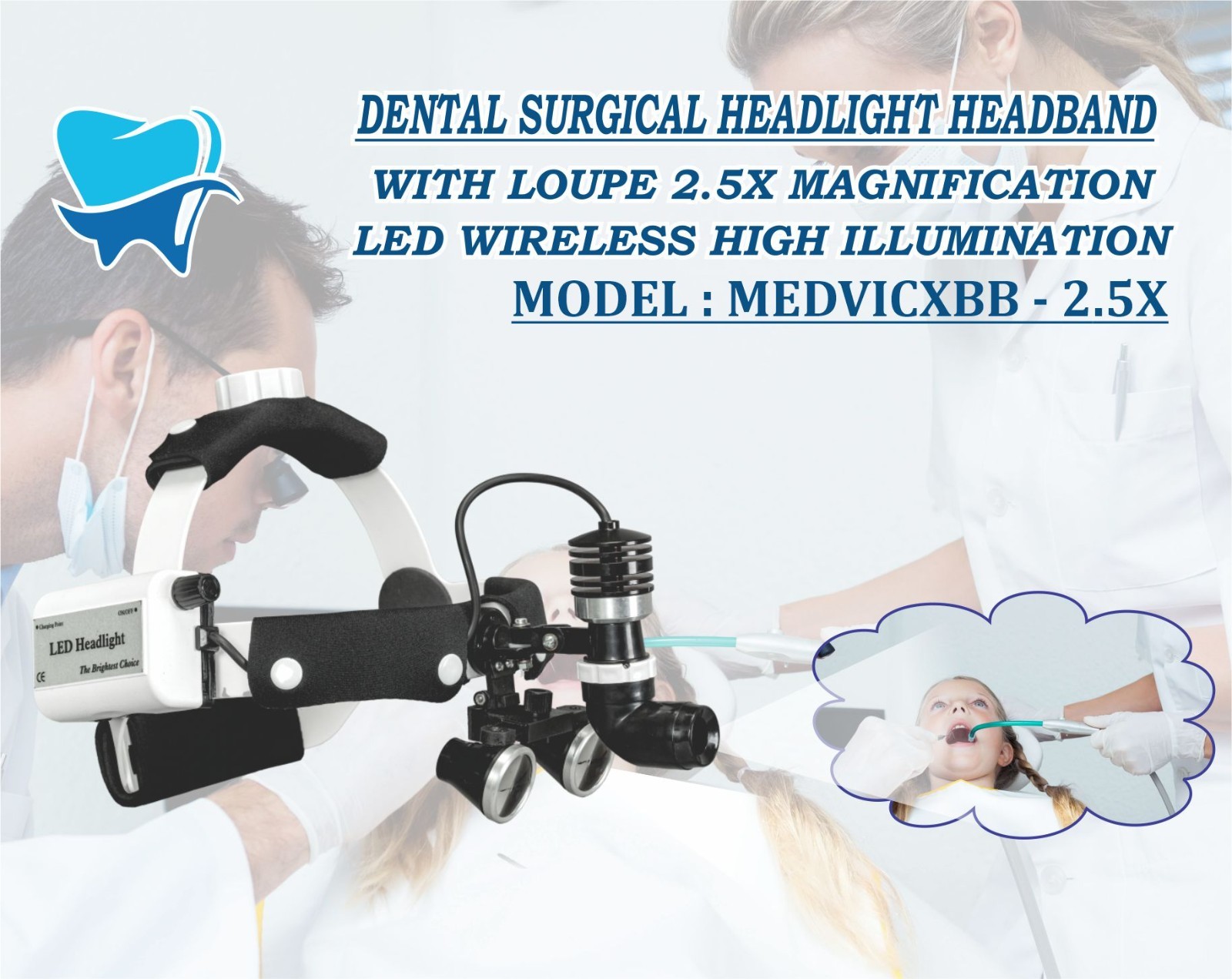 Dental surgical 2.5x headlight medical headlamp led