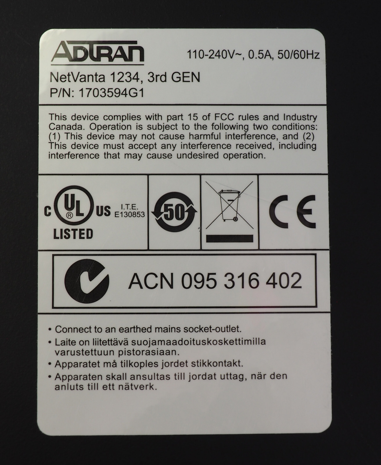 Adtran NetVanta 1234, 3rd GEN PoE Managed Switch, 1703594G1