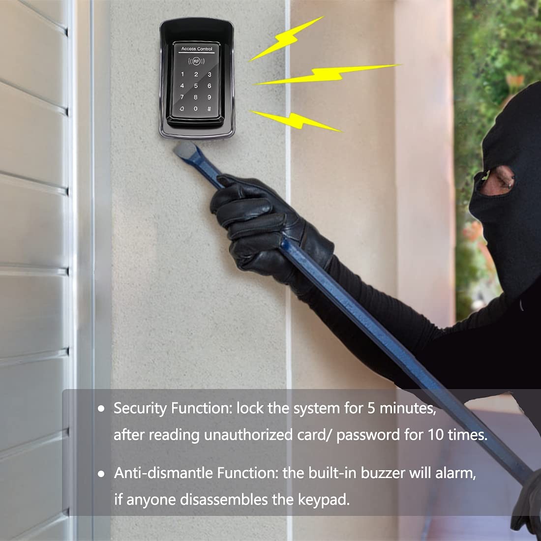 TOPENS TC175P Touch Panel Wired Keypad, Universal Keyless Entry Keypad DC 12V