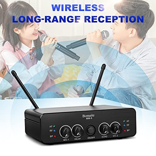 UHF Wireless Microphone System， Karaoke Microphone Wireless Mic Cordless BX9-S
