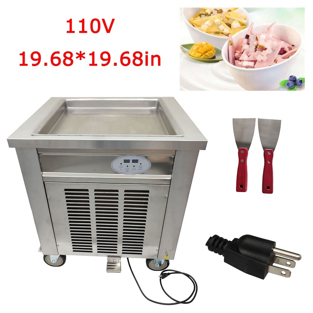 Commercial Ice Cream Roll Machine 110V Square Pan Yogurt Roll Ice Cream Maker US