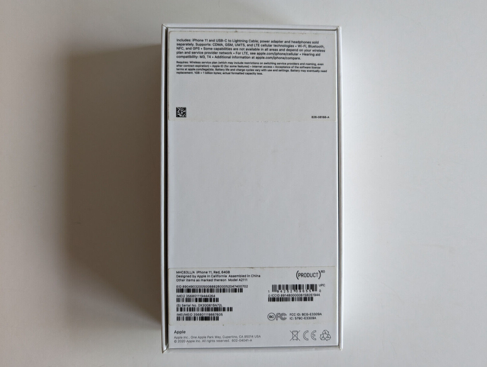 Apple iPhone 11 Red 64GB BOX ONLY, includes one Apple sticker and some inserts