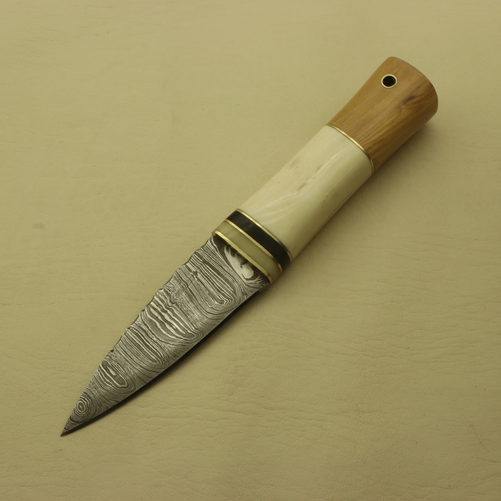 NYKNIVES HANDMADE DAMASCUS CUSTOM  FIXED BLADE HUNTING DIRK KNIFE/BRASS HANDLE