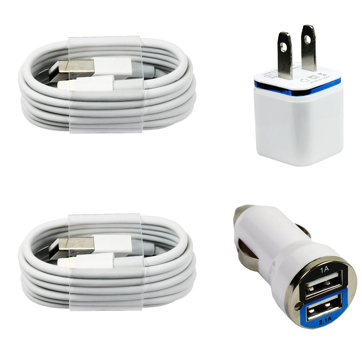 2x Charging Sync Kits Cords Wall & Dual Output Car Charger for iPhone 13 12 11 X