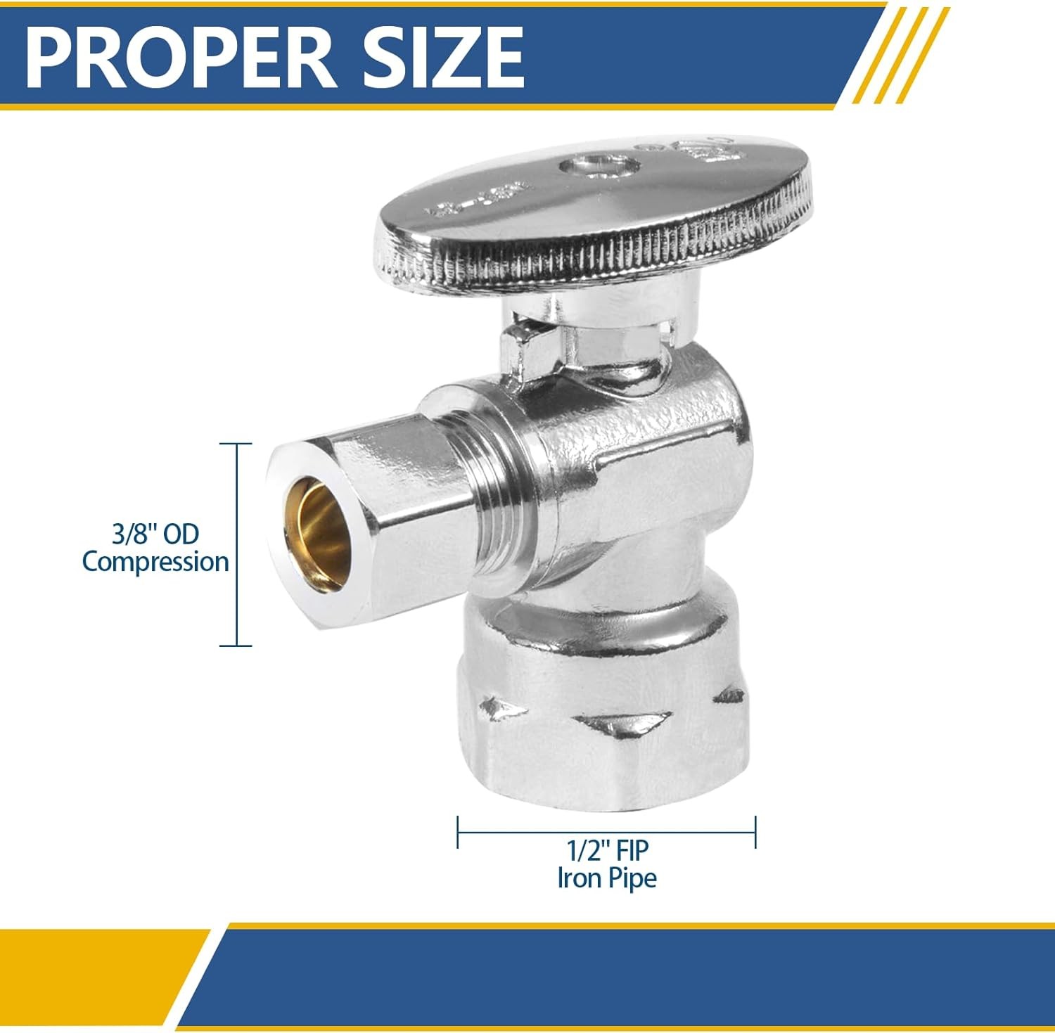 Angle Stop Valve,1/2" FIP Iron Pipe Compression Chrome Angle Shut-off Valve
