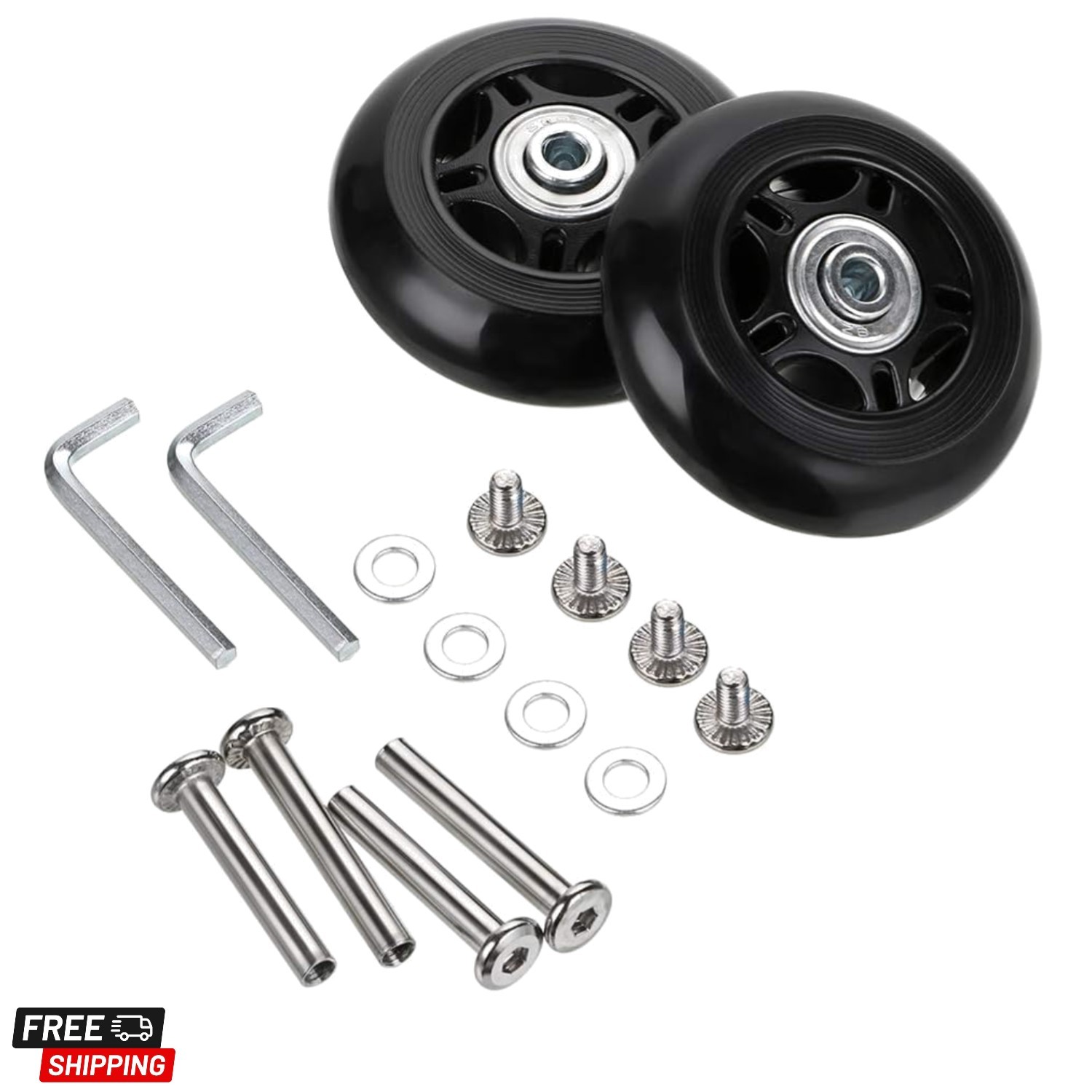75 x 24mm Luggage Suitcase Replacement Wheels, Rubber Swivel Caster Wheels Be...