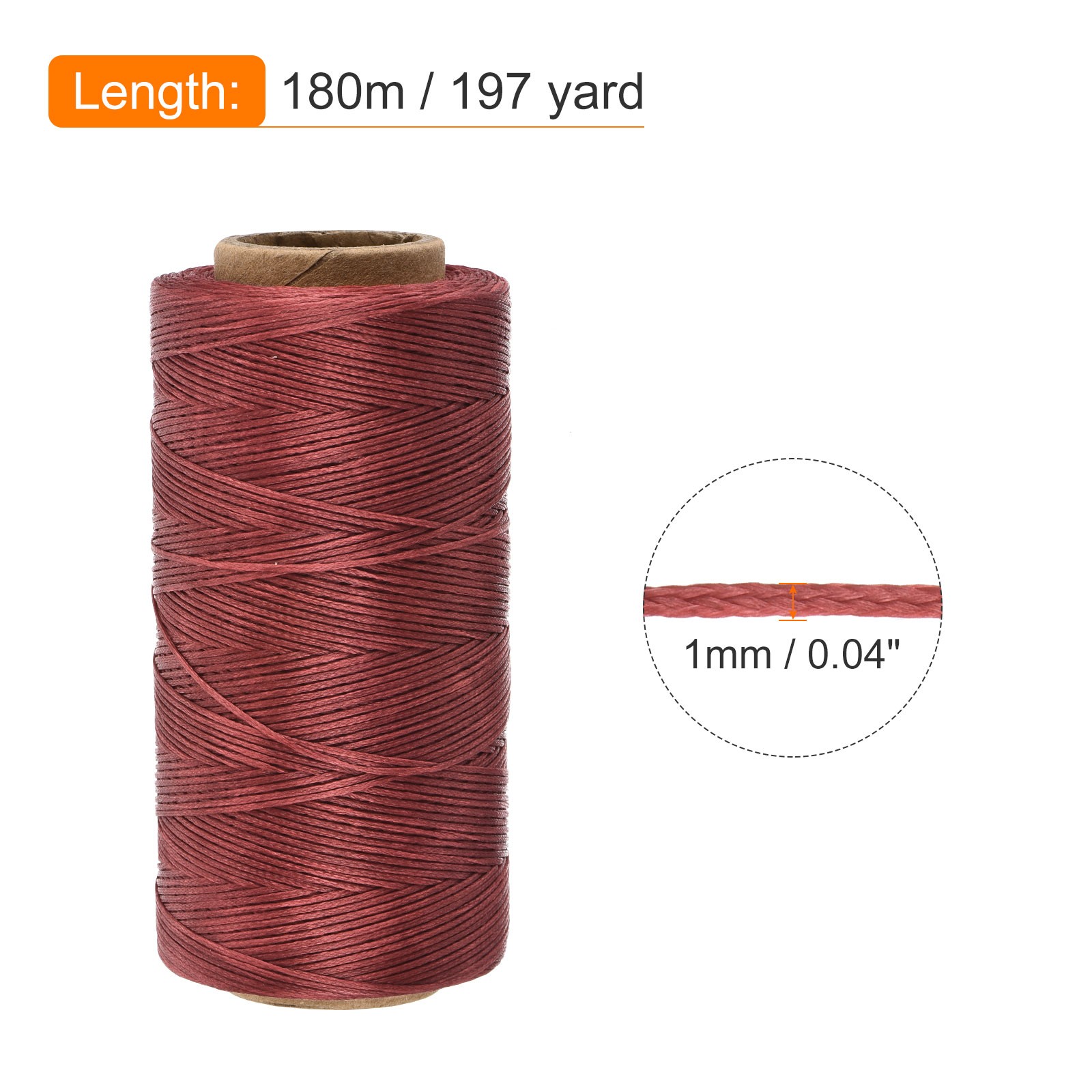 197 Yard 1mm 210D Flat Waxed Thread Polyester, Deep Red