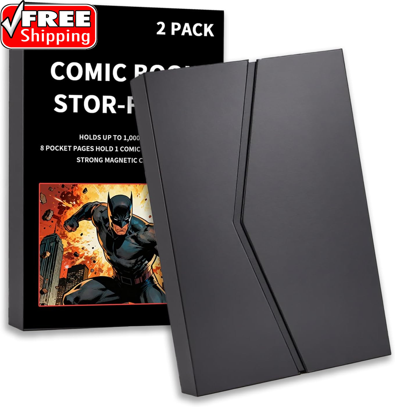 2-Pack Comic Book Stor-Folio - Portable Comic Books Storage Box with Strong Magn