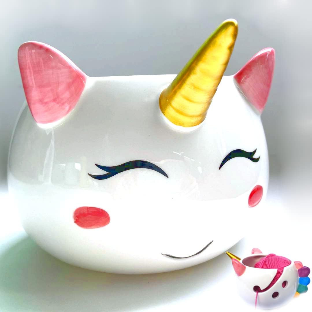 Unicorn Yarn Bowl for Knitting - Cute Ceramic Knitting Bowl Extra Large - Cerami