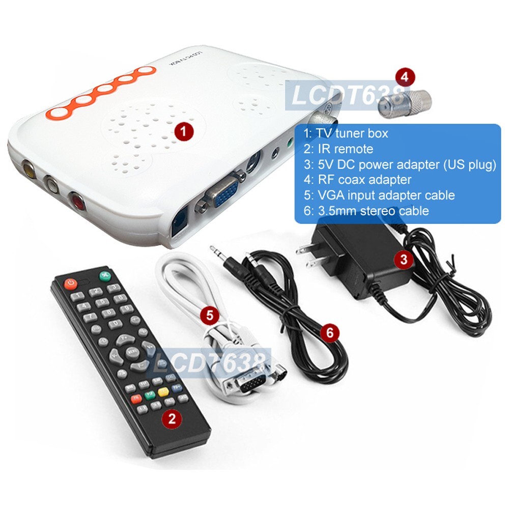 Universal TV Tuner RF Coax Composite RCA Video To VGA Converter 1080p