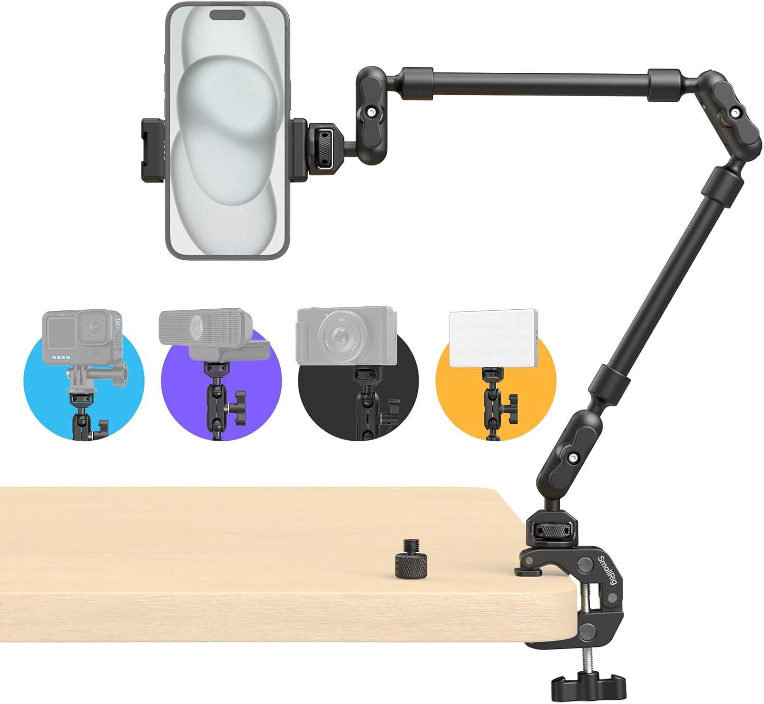 SmallRig 22" Magic Arm with Clamp,Overhead Phone Mount,Desk Camera Mount 4766