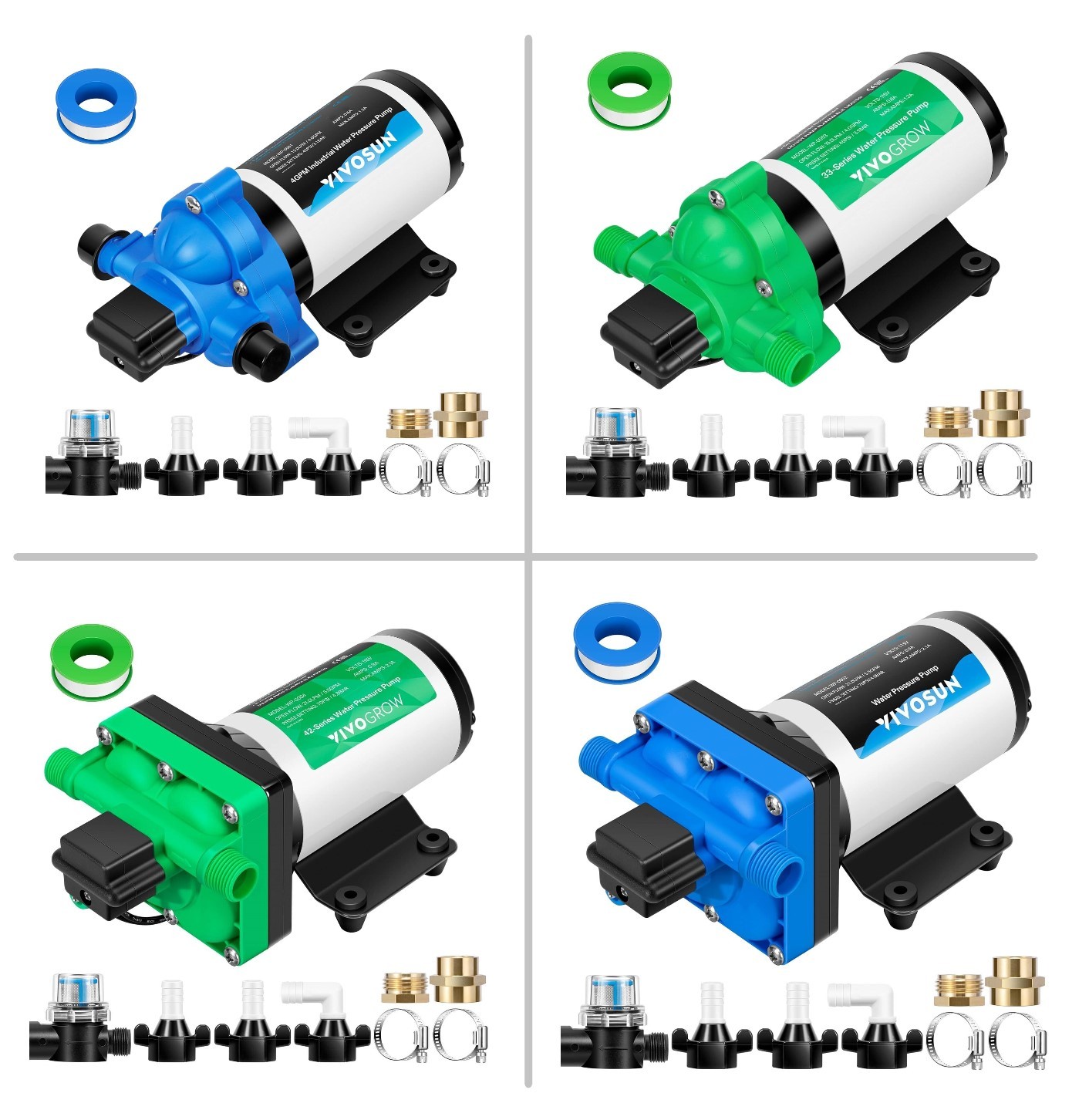 VIVOSUN 4GPH 45PSI / 5.5GPH 70PSI Water Pressure Diaphragm Pump for Kitchens,RV