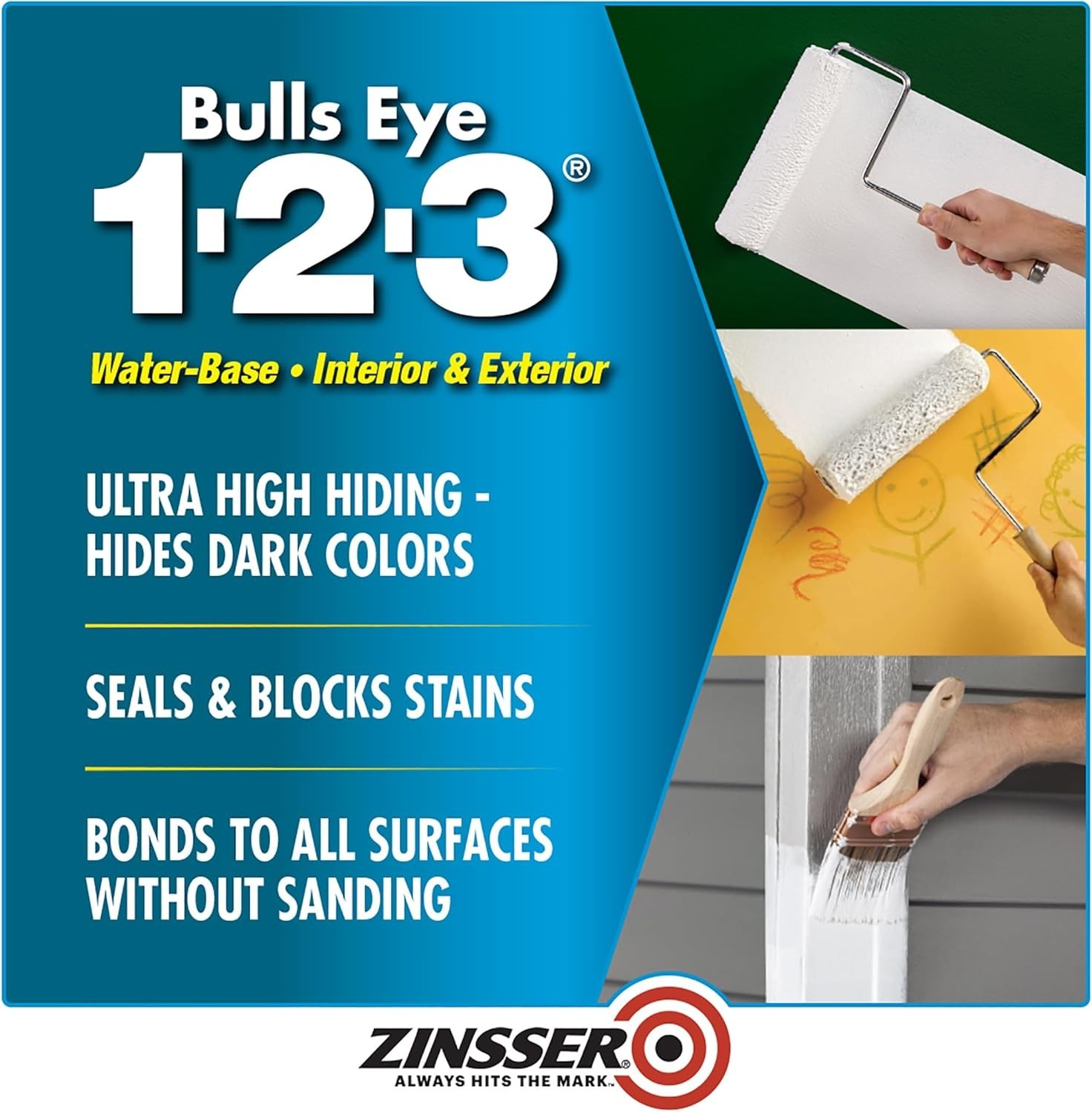 Versatile Water-Based Primer & Sealer - Bulls Eye 1-2-3, Stain Blocking, White