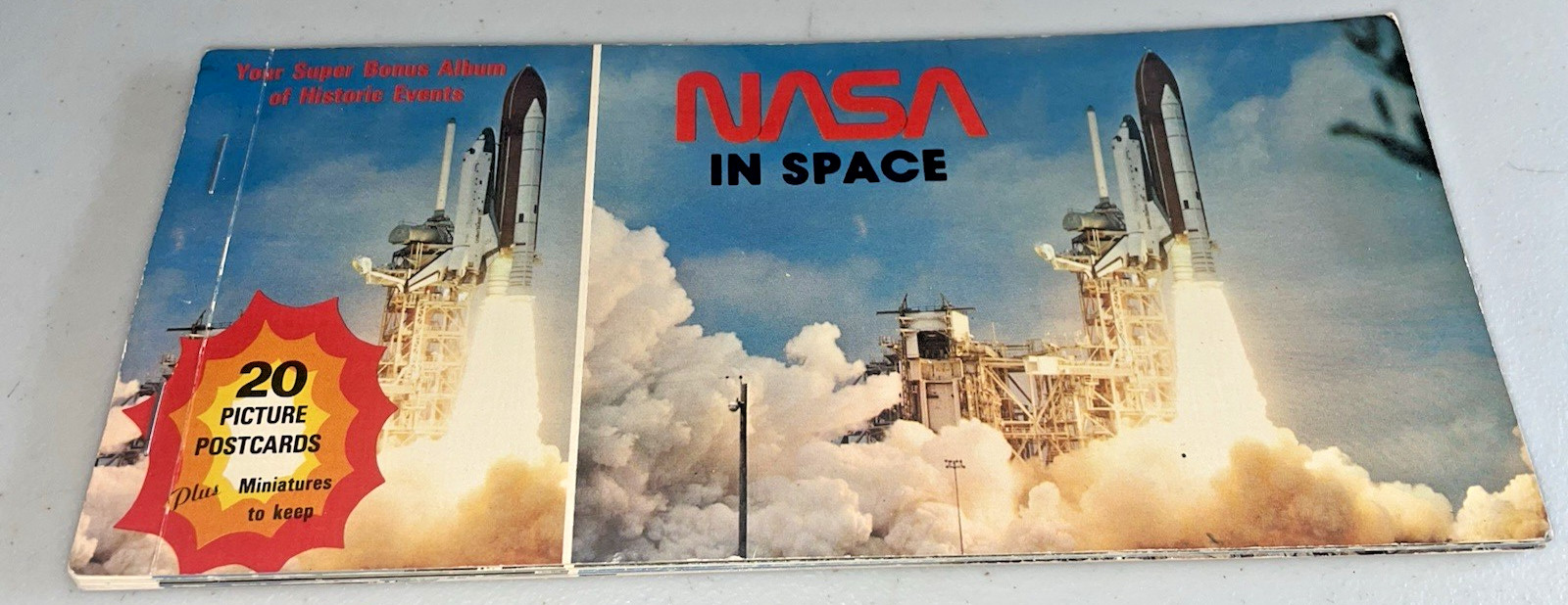 Vintage NASA In Space Shuttle 20 Picture Postcards Collection Book with Minis