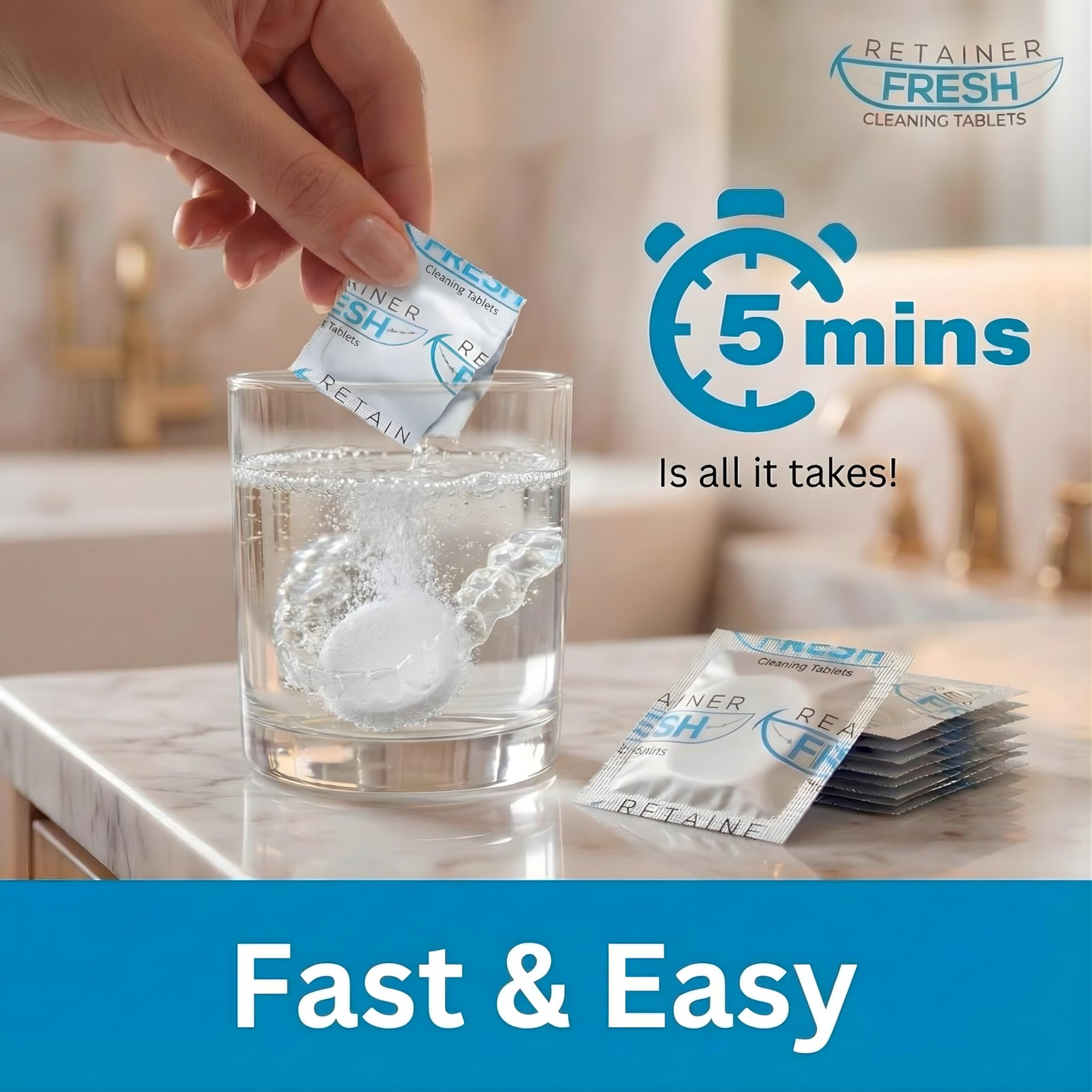 Retainer Fresh Cleaner Tablets - Denture Cleaner, 36 Tablets, White