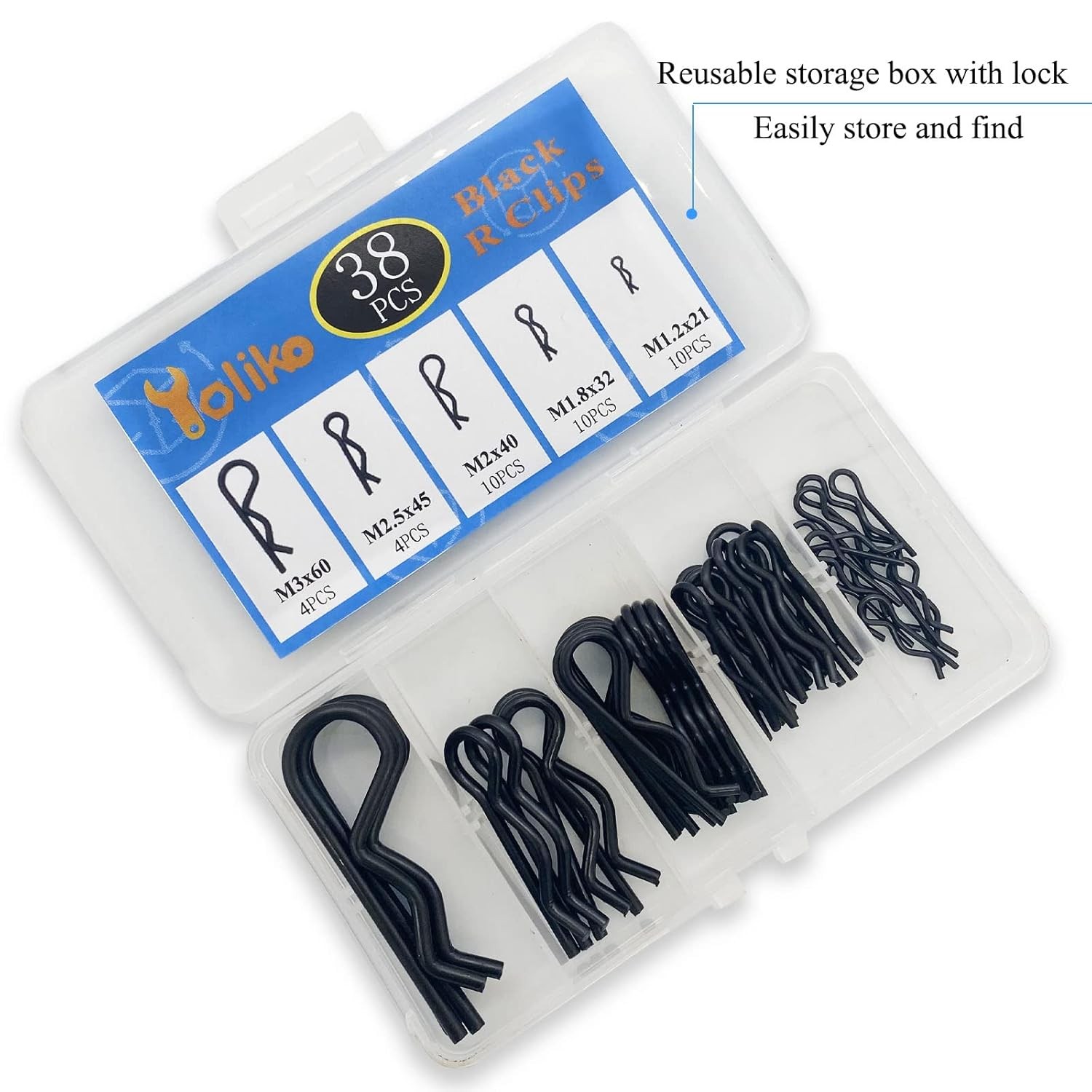 38 Pcs Hitch Pin Clip R Clips Retaining Pins Tractor Black 38 pcs in 5 size