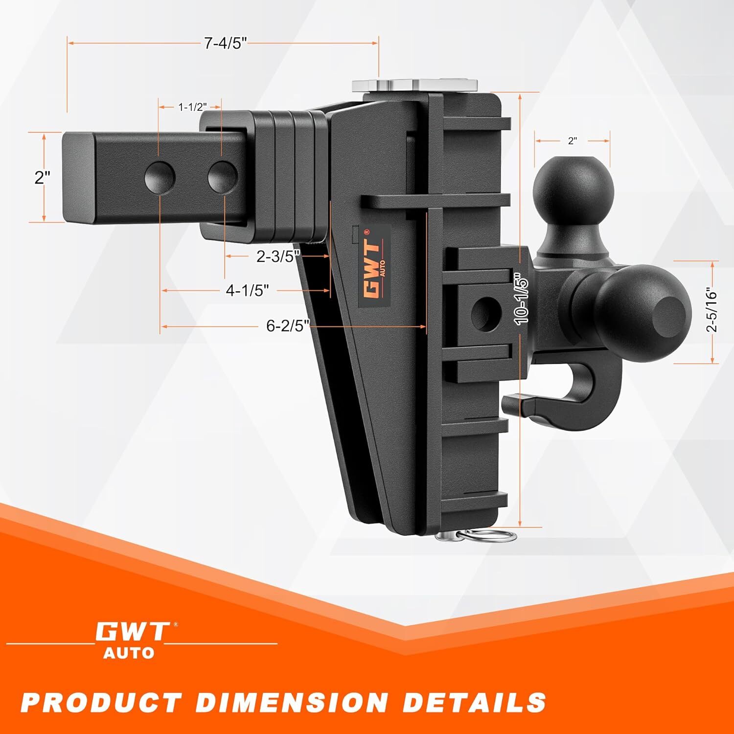 Trailer Hitch Fits 2 Inch Receiver 6 Inch Adjustable Drop Hitch 17000LBS Solid