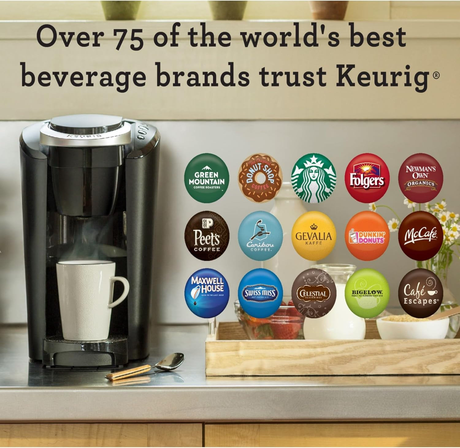 K-Compact Single-Serve K-Cup Pod Coffee Maker, with 3 Brew Sizes, Smart Start Fe