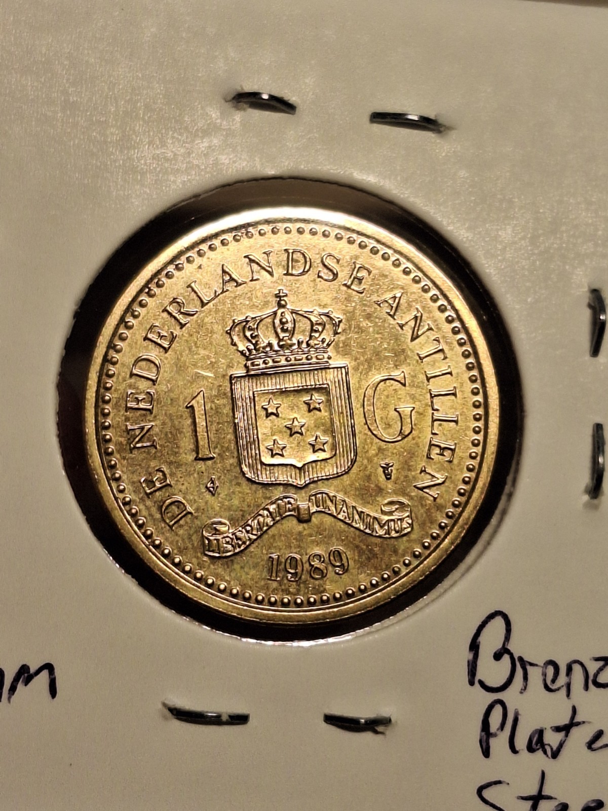 Lower Mintage 1989 Netherlands Antilles 1 Gulden Nice ~AU+/UNC Only 715,000 Ex.