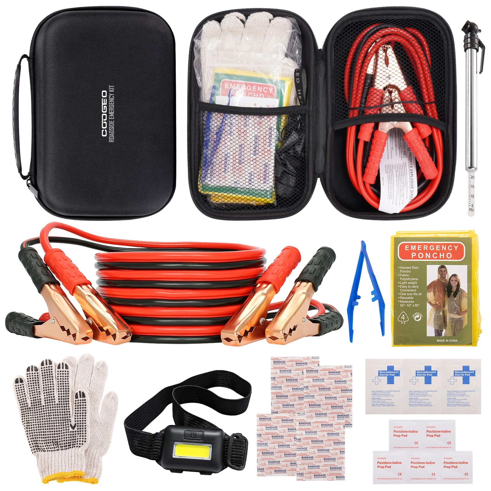 Roadside Assistance Emergency Kit Multipurpose Bag Premium with Battery Jumpe...