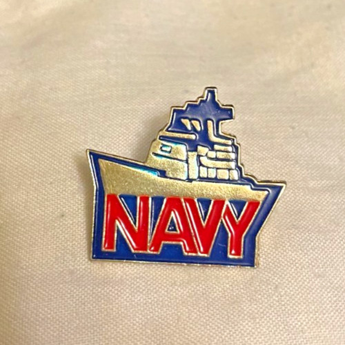 Vintage Navy Battleship Enamel Lapel Pin 1" x 1" New