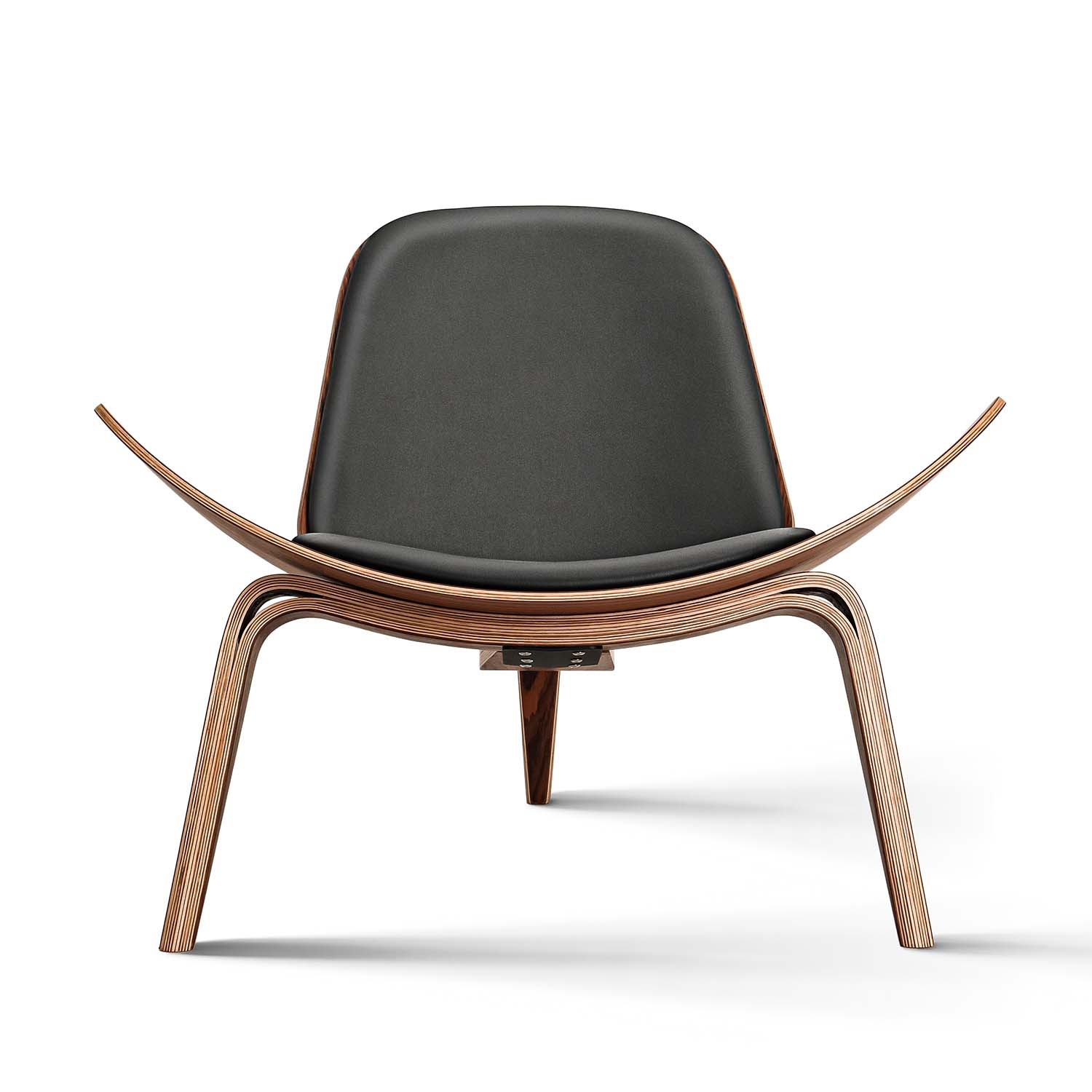 Hans Wegner Shell Lounge Chair Leather Accent Side Chair For Living Room
