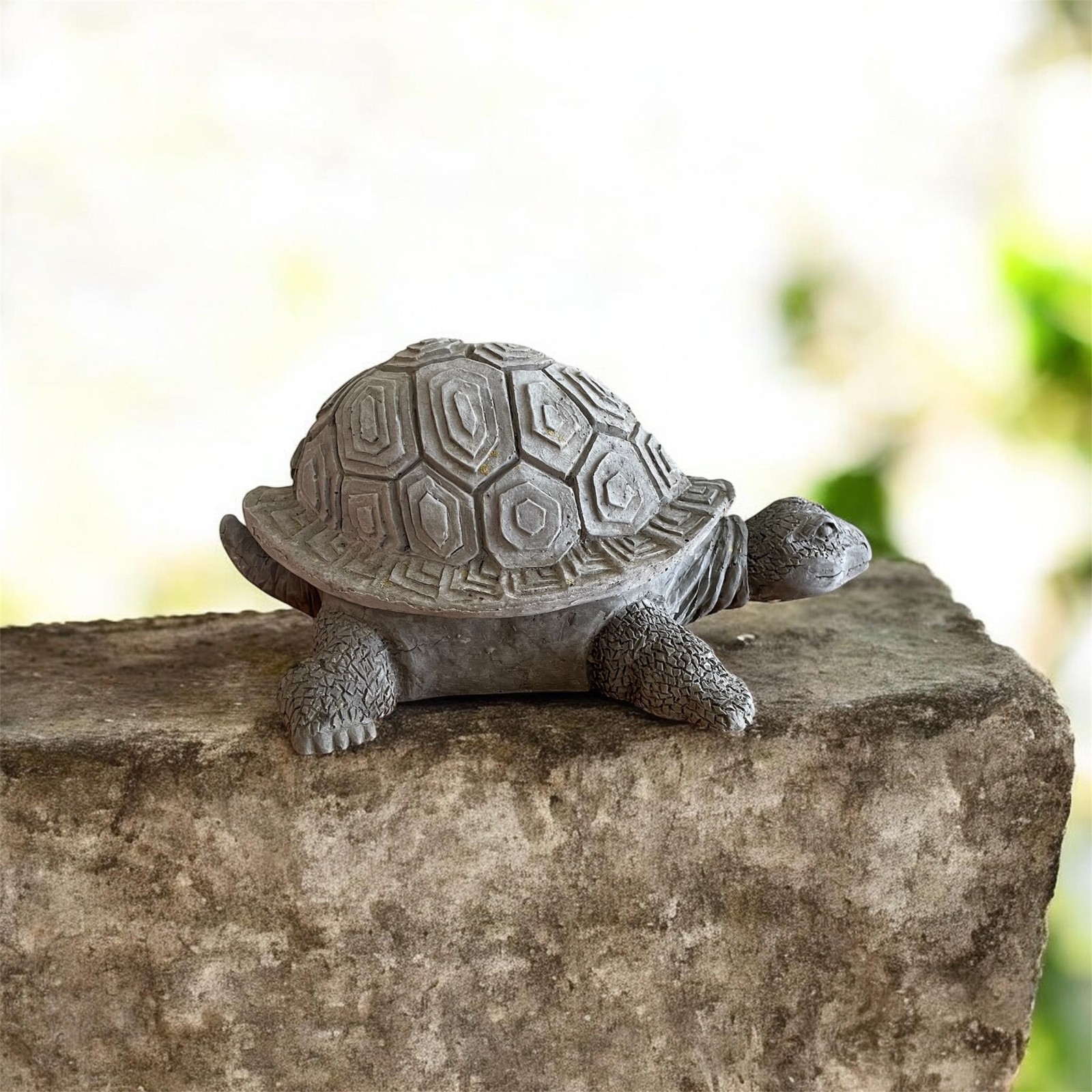 Outdoor Gray Clay Turtle Landscape Decor and Key Hider