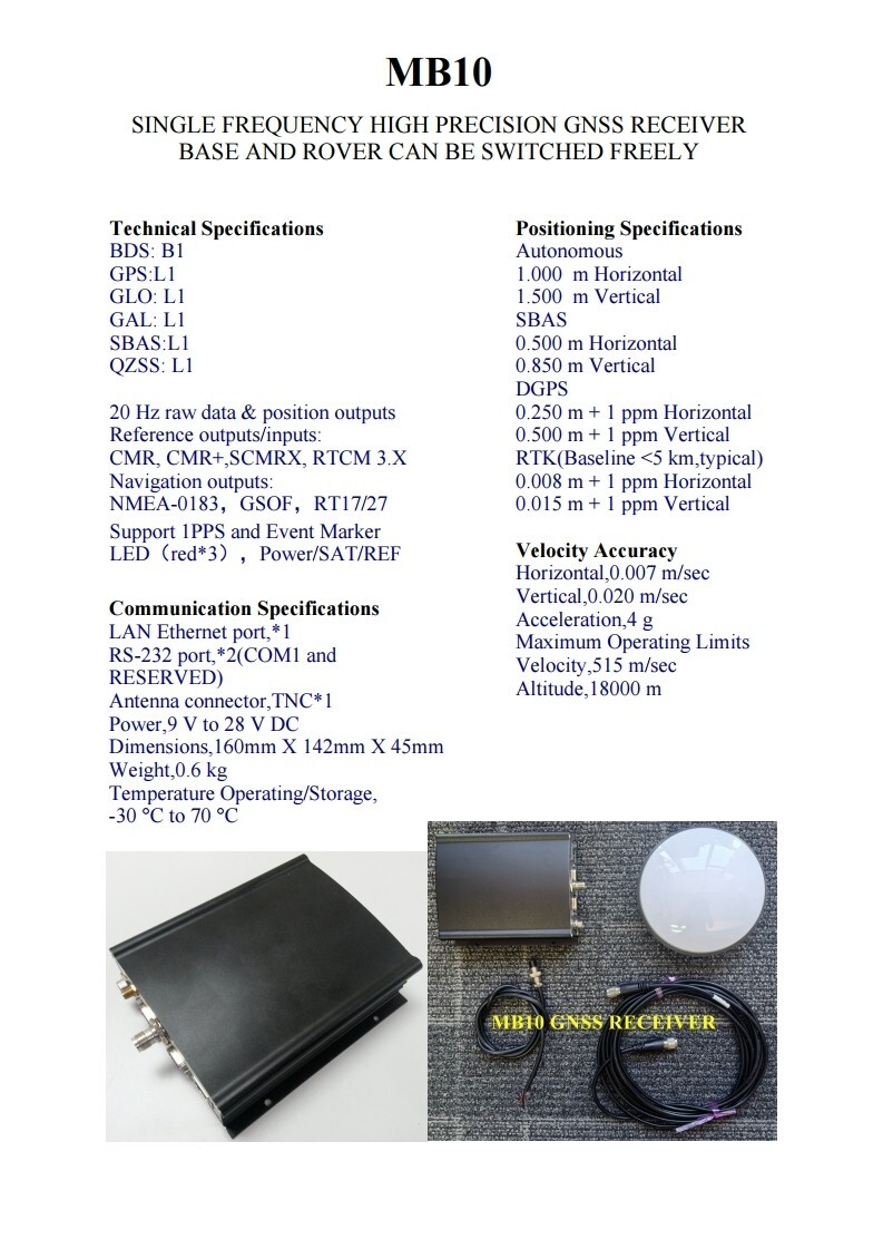 HIGH PRECISION GNSS/GPS/BDS RECEIVER BASE AND ROVER CAN BE SWITCHED FREELY