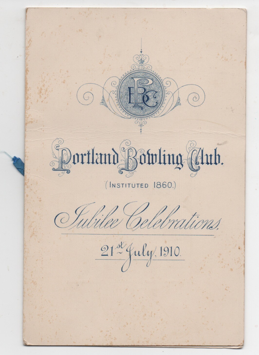 1910 Jubilee Celebration Program Portland Bowling Club Kilmarnock Scotland