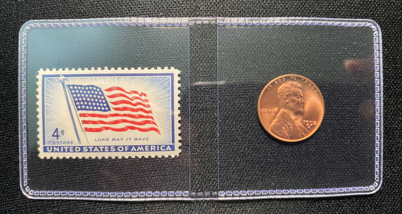1950s Americana Collectible Set – 1958-D Cent & 1957 48-Star U.S.  Flag Stamp