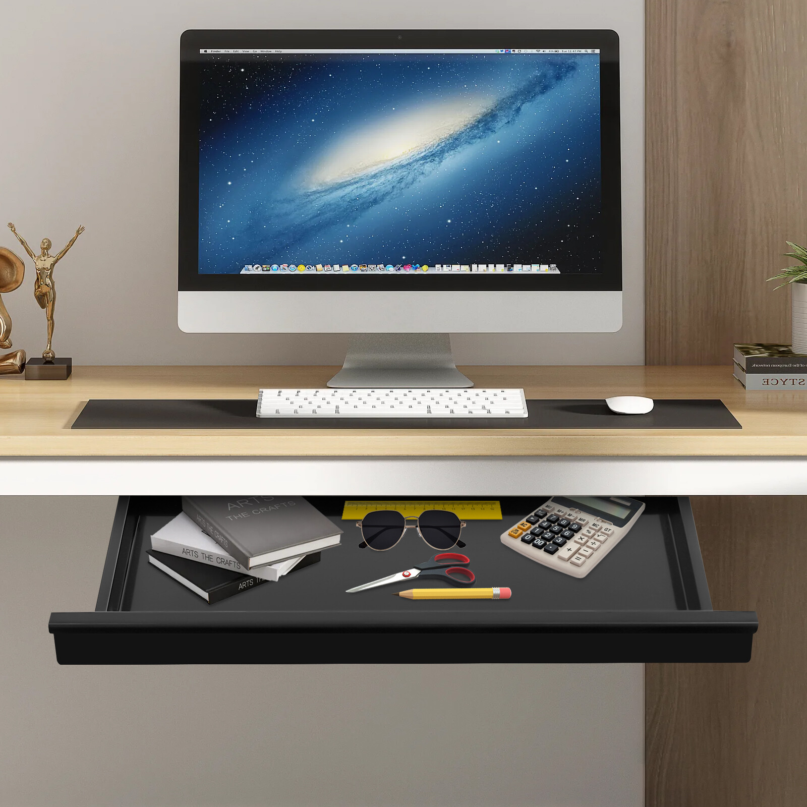 Under Desk Sliding Pull-Out Drawer Drawer Storage Organizer For Standing Desks