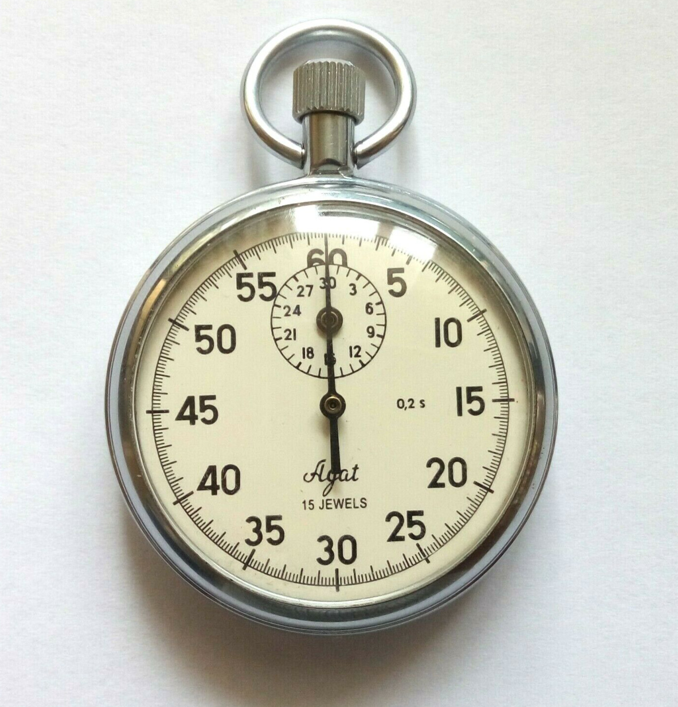 AGAT Vintage Soviet STOPWATCH 0.2s, made in the USSR 1980s